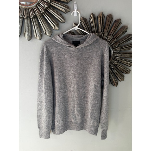 Magaschoni Man Heather Grey 100% Cashmere Pullover Hoodie Sweater Mens M Luxe